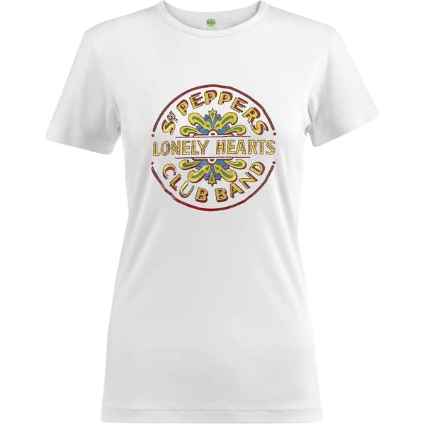 The Beatles Womens/Ladies Sgt Pepper Drum T-Shirt White L