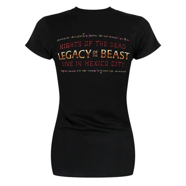 Iron Maiden Dame/Damer Legacy Of The Beast Live Album Skull Back Print T-shirt til kvinder/damer