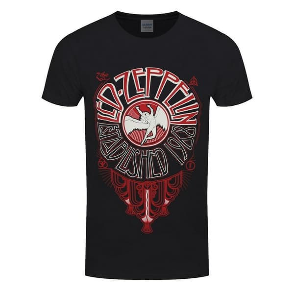 Led Zeppelin Unisex T-shirt til voksne med cirkel Black XL