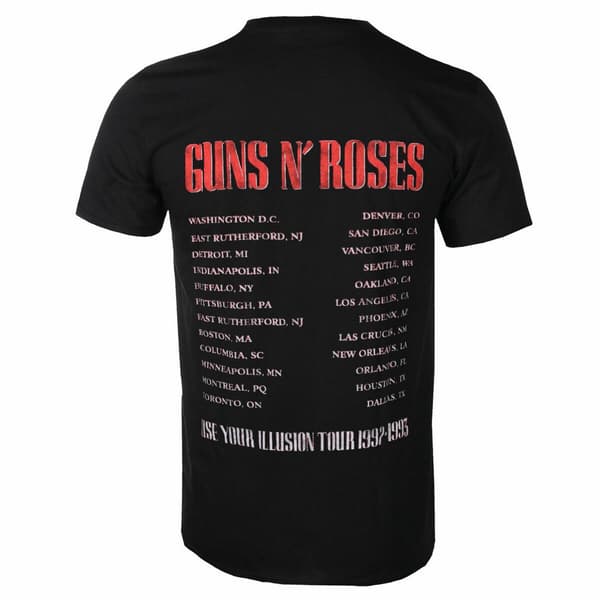 Guns N Roses Unisex vuxen Illusion Tour T-shirt med tryck på ryggen