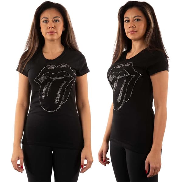 The Rolling Stones Kvinnor/Damer Tongue Diamante T-Shirt