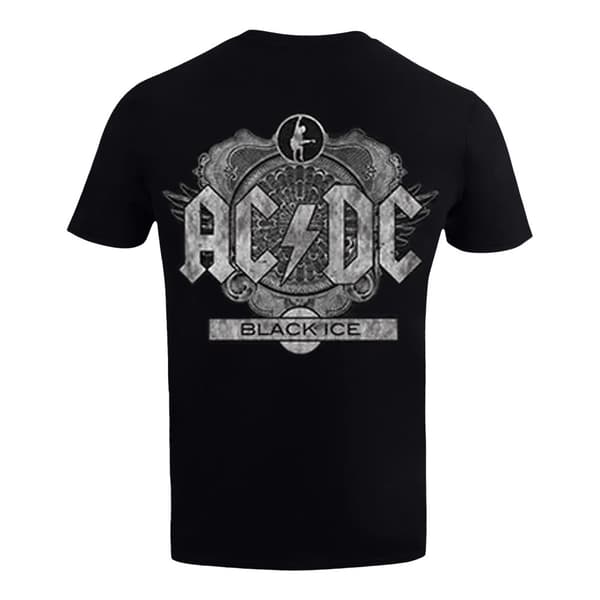 AC/DC Unisex vuxen T-shirt med ryggtryck i svart is