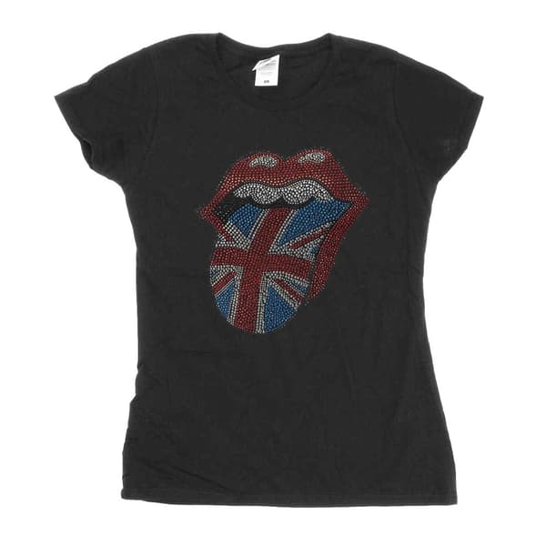 The Rolling Stones Womens/Ladies Classic Union Jack Diamante Logo T-Shirt