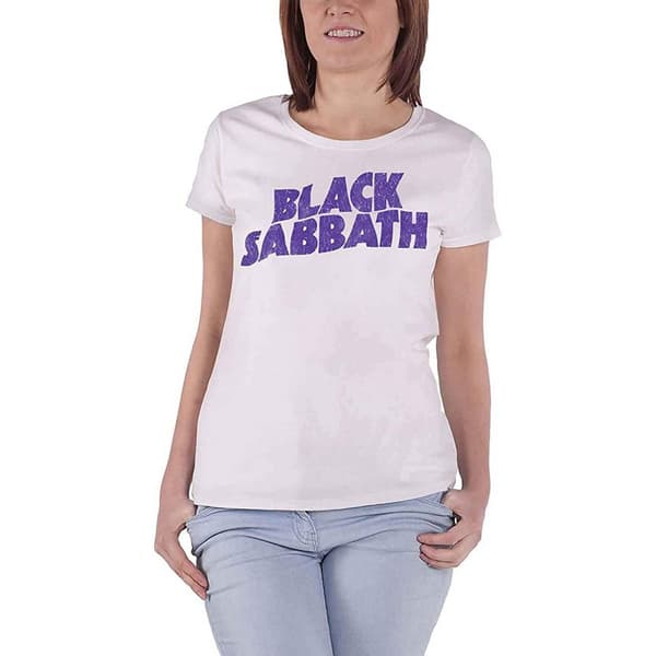 Black Sabbath T-shirt med bølget logo til kvinder/damer