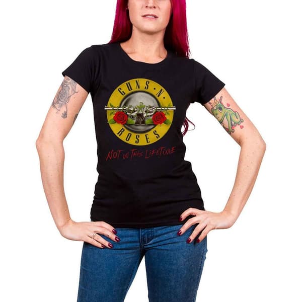 Guns N Roses Womens/Ladies Not in this Lifetime Tour T-Shirt Black L