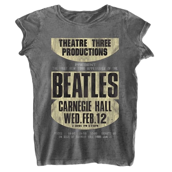 The Beatles Womens/Ladies Carnegie Hall Burnout T-Shirt Charcoal Grey M