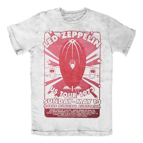 Led Zeppelin Unisex Adult Mobile Municipal T-Shirt White XXL