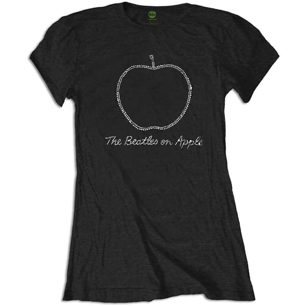 The Beatles Womens/Ladies On Apple Diamante T-Shirt Black XL