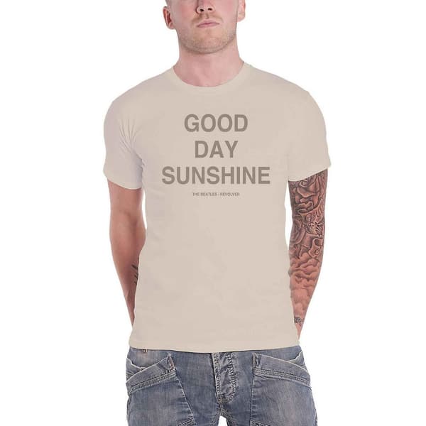 The Beatles Unisex Adult Good Day Sunshine Back Print T-Shirt Sand XL