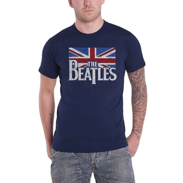 The Beatles Unisex Adult Flag Logo T-Shirt
