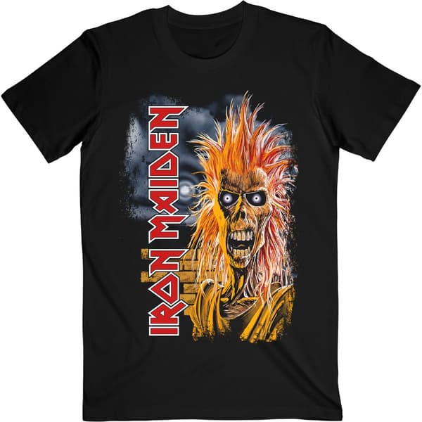 Iron Maiden Unisex vuxen första albumet Track List V.3. T-shirt med tryck på baksidan