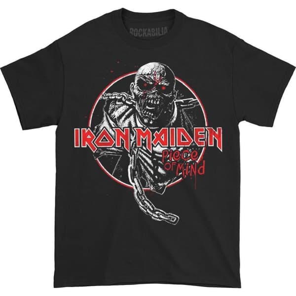 Iron Maiden Unisex T-shirt med cirkelformet cirkel for voksne med Piece of Mind