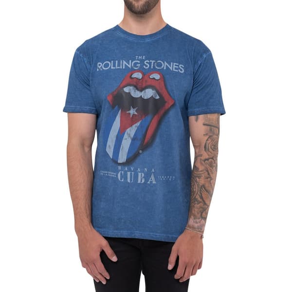 The Rolling Stones Unisex T-shirt til voksne Havana Cuba Soft Touch Denim Blue S
