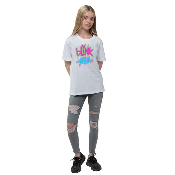 Blink 182 T-shirt med neonlogotyp för barn/barn