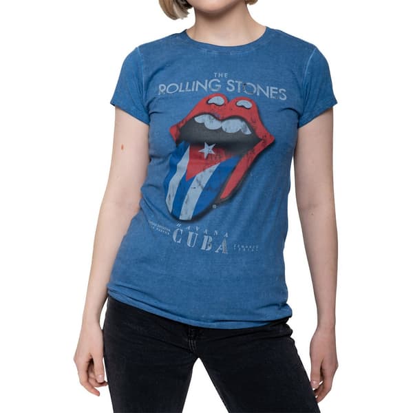 The Rolling Stones Womens/Ladies Havana Cuba T-Shirt Denim Blue M