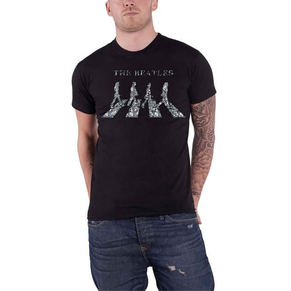 The Beatles Unisex Adult Crossing Diamante T-Shirt