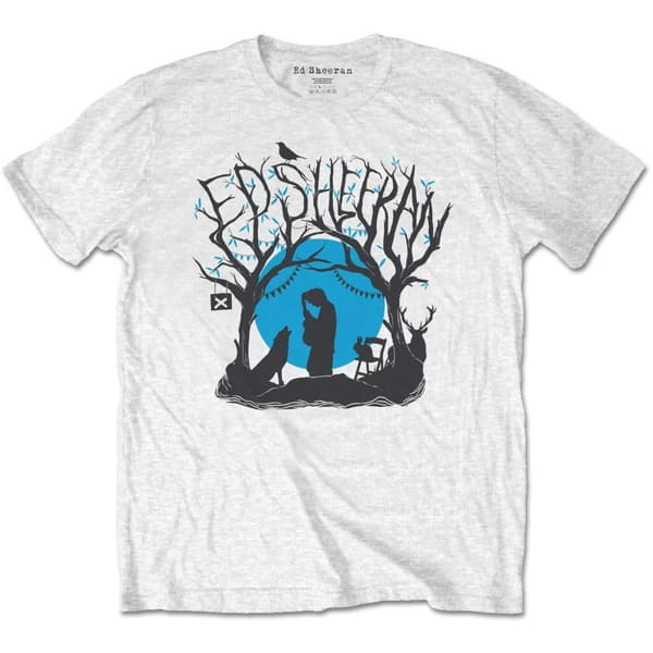 Ed Sheeran Unisex T-shirt för vuxen med skogsklädd spelning White XL