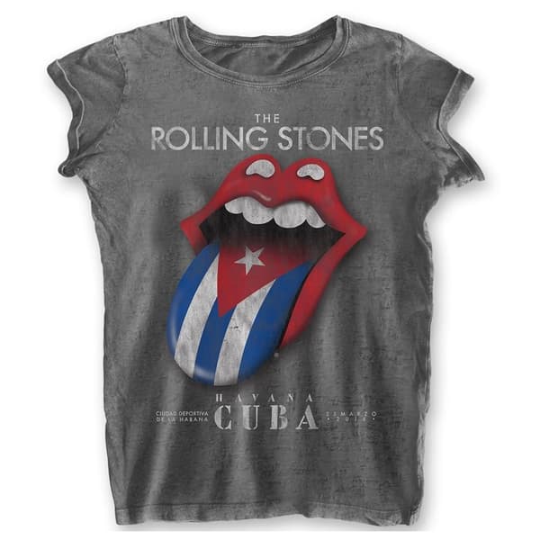The Rolling Stones Womens/Ladies Havana Cuba Burnout T-Shirt Charcoal Grey XXL