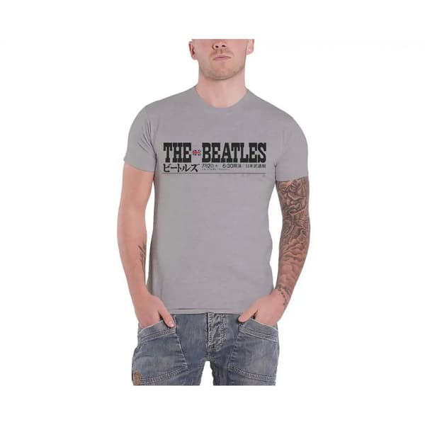 The Beatles Unisex Adult Budokan Set List T-Shirt Grey XXL