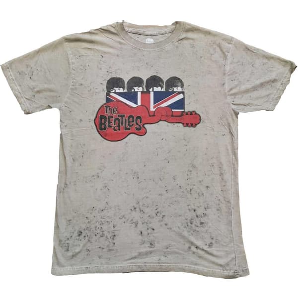 The Beatles Unisex Adult Guitar & Flag T-Shirt