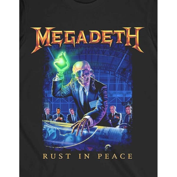 Megadeth Unisex Adult Rust In Peace Track List Back Print T-Shirt