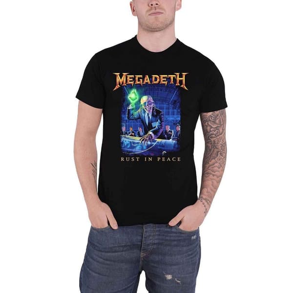 Megadeth Unisex Adult Rust In Peace Track List Back Print T-Shirt