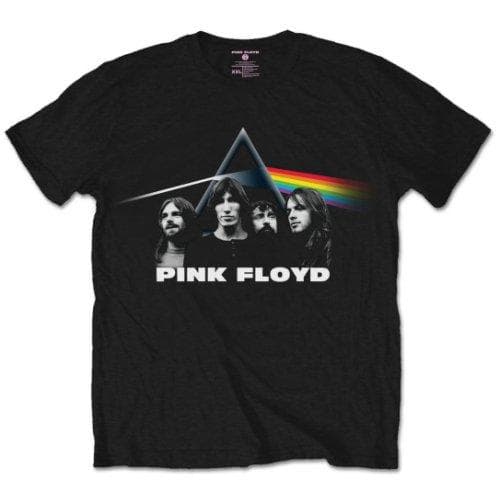 Pink Floyd Unisex T-shirt med gruppeskud fra månens mørke side for voksne Black XL