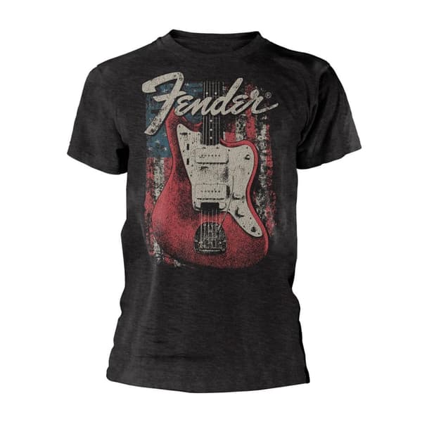 Fender Unisex Jazzmaster Guitar T-shirt til voksne med nødlidende guitar
