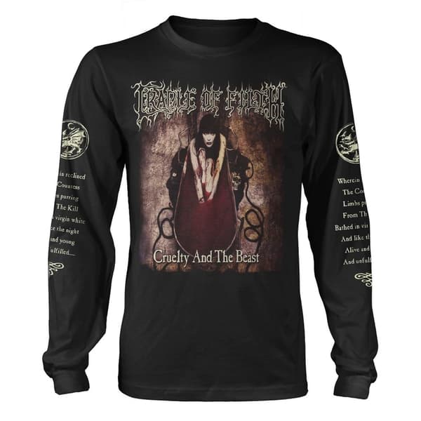 Cradle Of Filth Unisex T-shirt med lange ærmer til voksne med grusomhed og udyret (2021) Black M