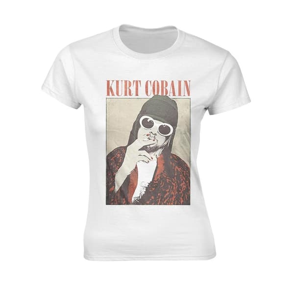 Kurt Cobain Unisex T-shirt för vuxna med rökning White XXL