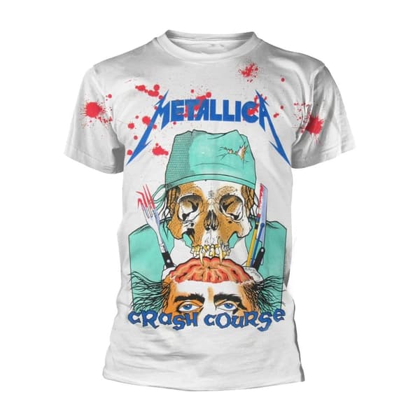 Metallica Unisex vuxen Crashkurs i hjärnkirurgi T-Shirt White M