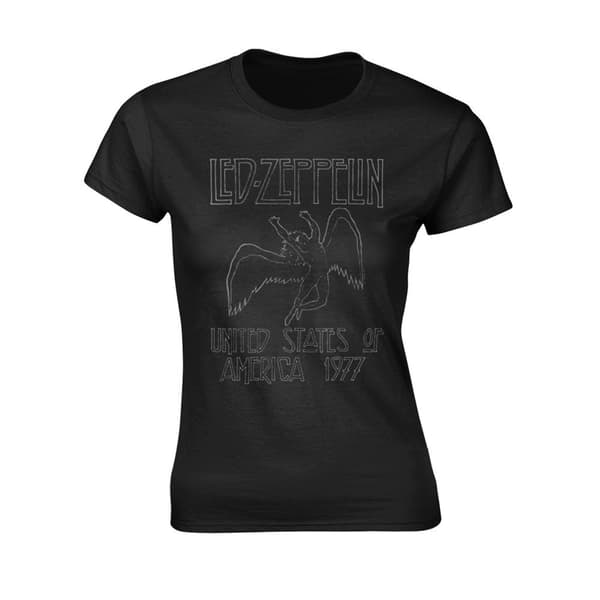Led Zeppelin Womens/Ladies USA 1977 T-Shirt Black XL