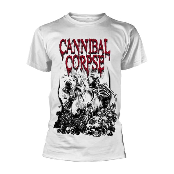 Cannibal Corpse Unisex Adult Pile Of Skulls T-Shirt White M