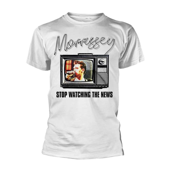 Morrissey Unisex Adult Stop Watching The News T-Shirt White XL