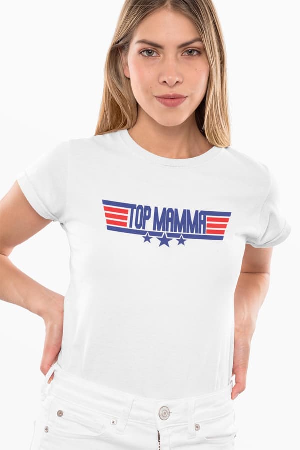 Top Mamma dam t-shirt med coolt tryck