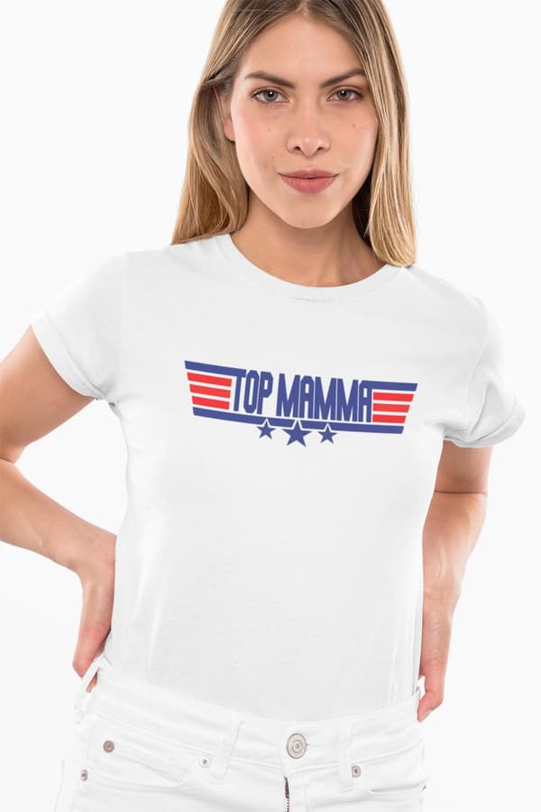 Top Mamma dam t-shirt med coolt tryck
