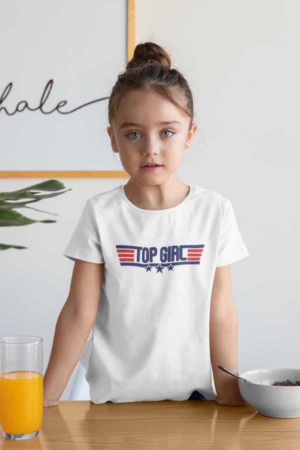 Top Girl vit t-shirt med coolt tryck fram