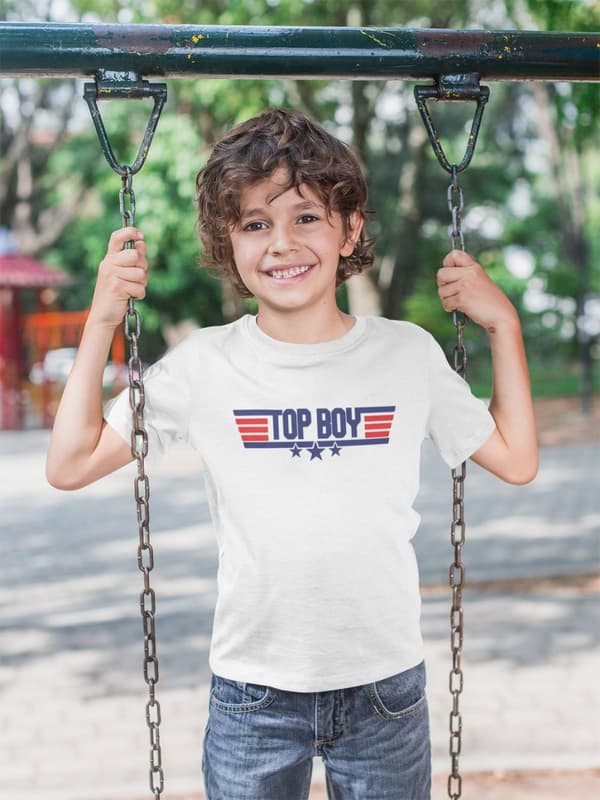 Top Boy vit t-shirt med coolt tryck fram