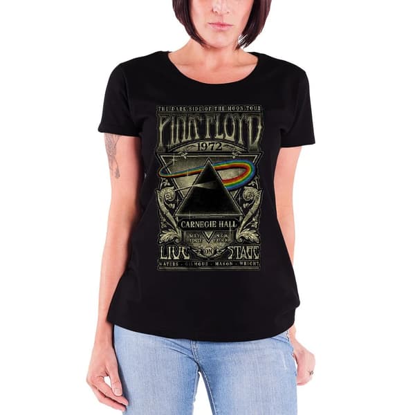 Pink Floyd Womens/Ladies Carnegie Hall Poster Cotton T-Shirt