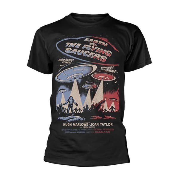 Earth Vs. The Flying Saucers Unisex T-shirt med affisch för vuxna Black S