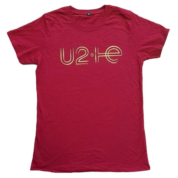 U2 Unisex T-shirt för vuxna I+E 2015 turnédatum Maroon L