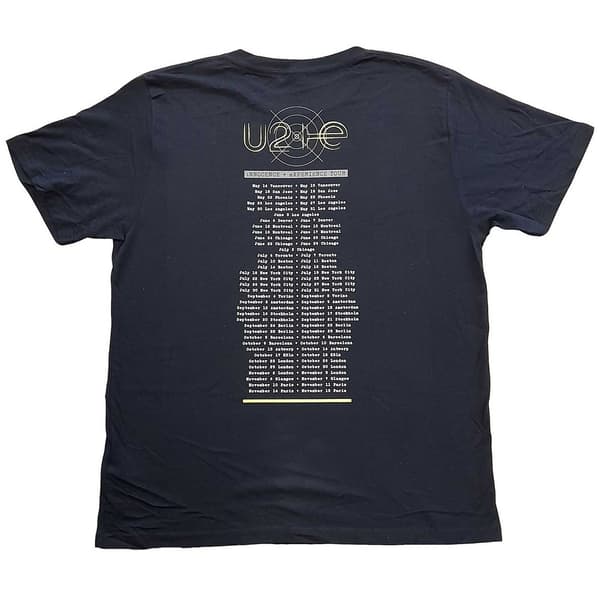 U2 Unisex T-shirt för vuxna I+E 2015 turnédatum