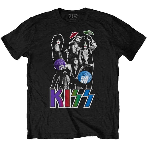Kiss Unisex T-shirt i bomuld med paraply til voksne