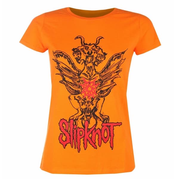 Slipknot Kvinnor/Damer Winged Devil bomulls-T-Shirt Orange M