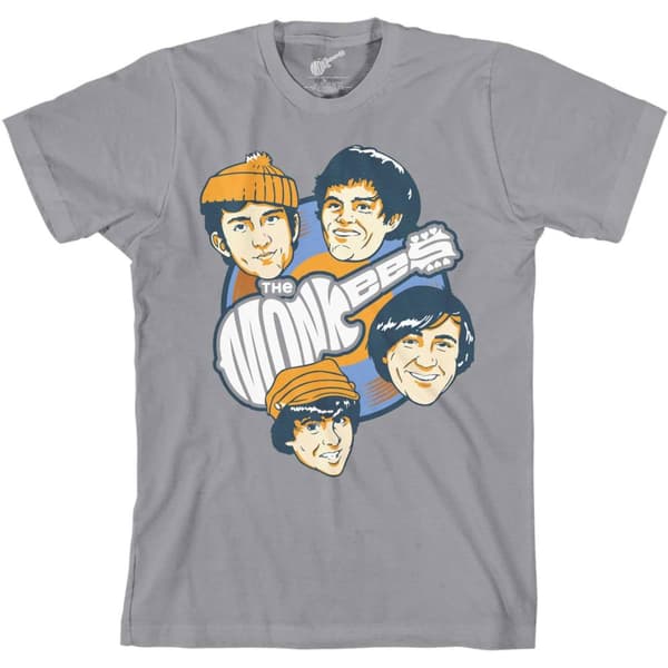The Monkees Unisex T-shirt i bomuld med fire hoveder til voksne