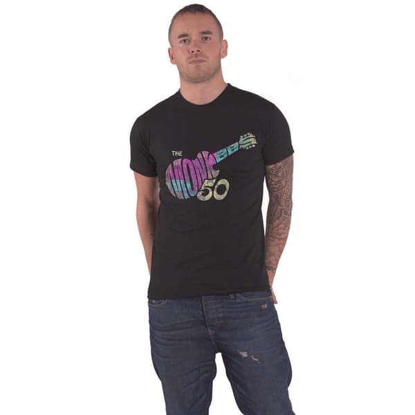 The Monkees Unisex Discography Guitar T-Shirt för vuxna Black XXL