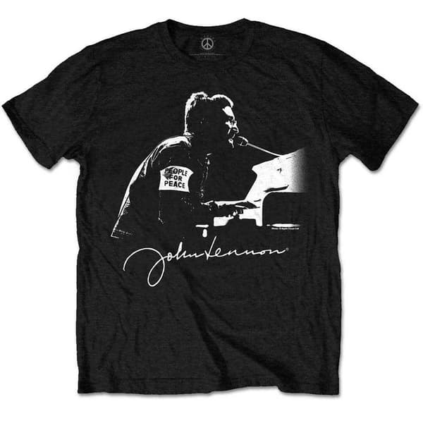 John Lennon Unisex Adult People For Peace Cotton T-Shirt Black S