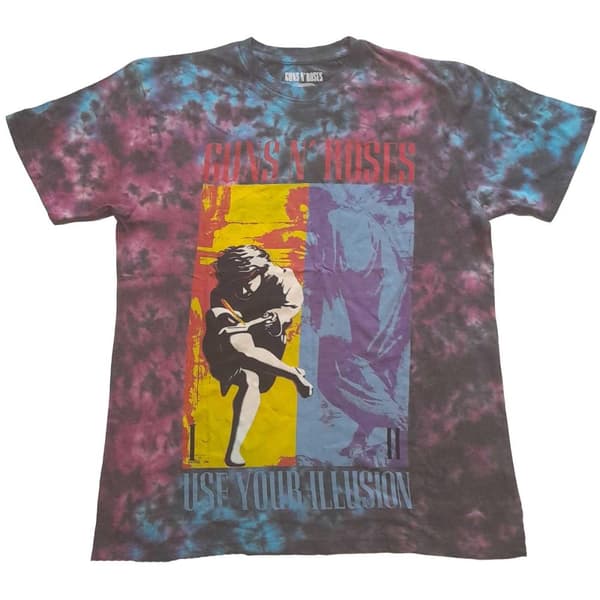 Guns N Roses Unisex T-shirt til voksne med dyppfarvet farve til brug af din illusion Blue XL