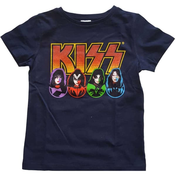 Kiss Barn/Kids Logo, ansikten och ikoner bomulls-T-Shirt