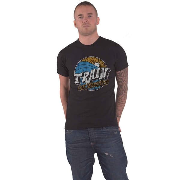 Train Unisex Wave Cotton T-Shirt för vuxna